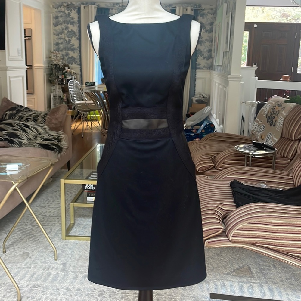 Akris Black Mesh Panel Midi Dress